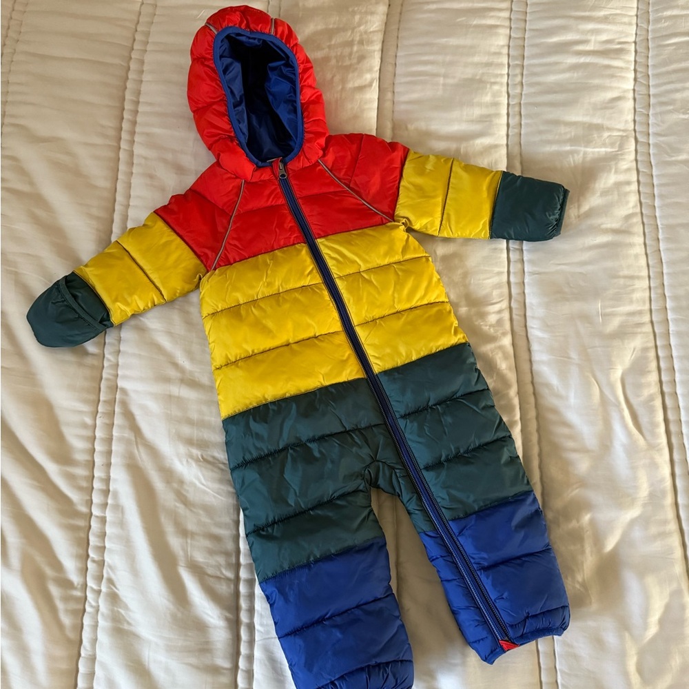 Hanna Andersson Multicolor Hooded Snowsuit Recycled Insulated Full Zip Snowsuit